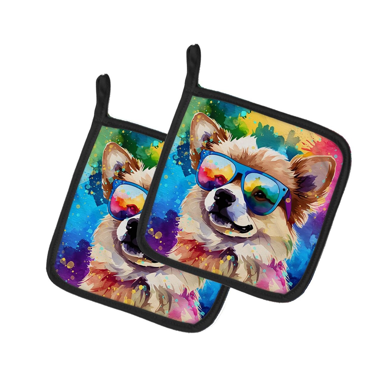 Edge Collections - 7.5" x 7.5" - Multicolor - Pomeranian Pot Holders - 1 Pair
